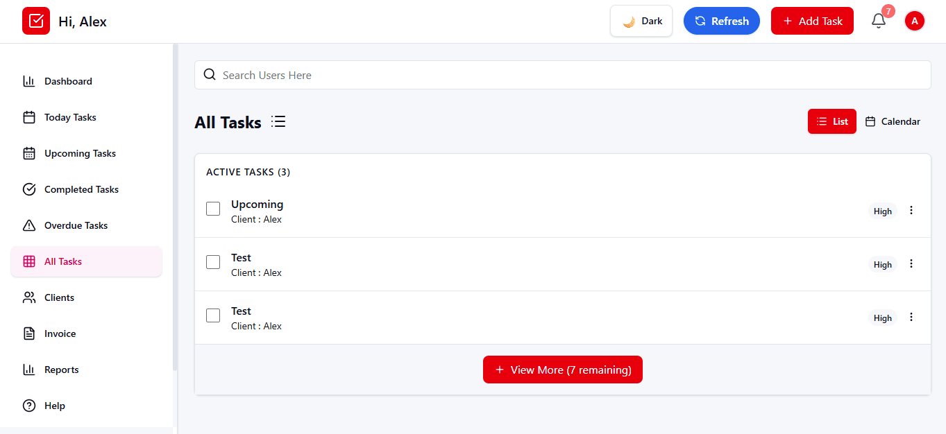 All Tasks on laptop