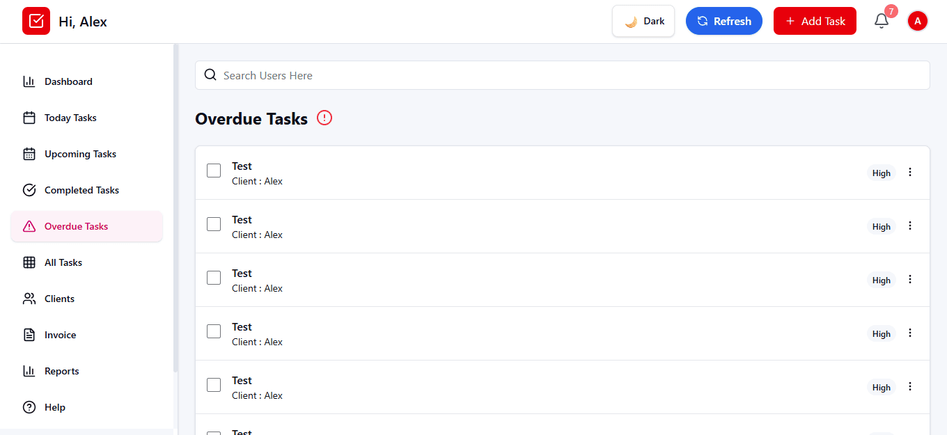 Overdue Tasks on laptop